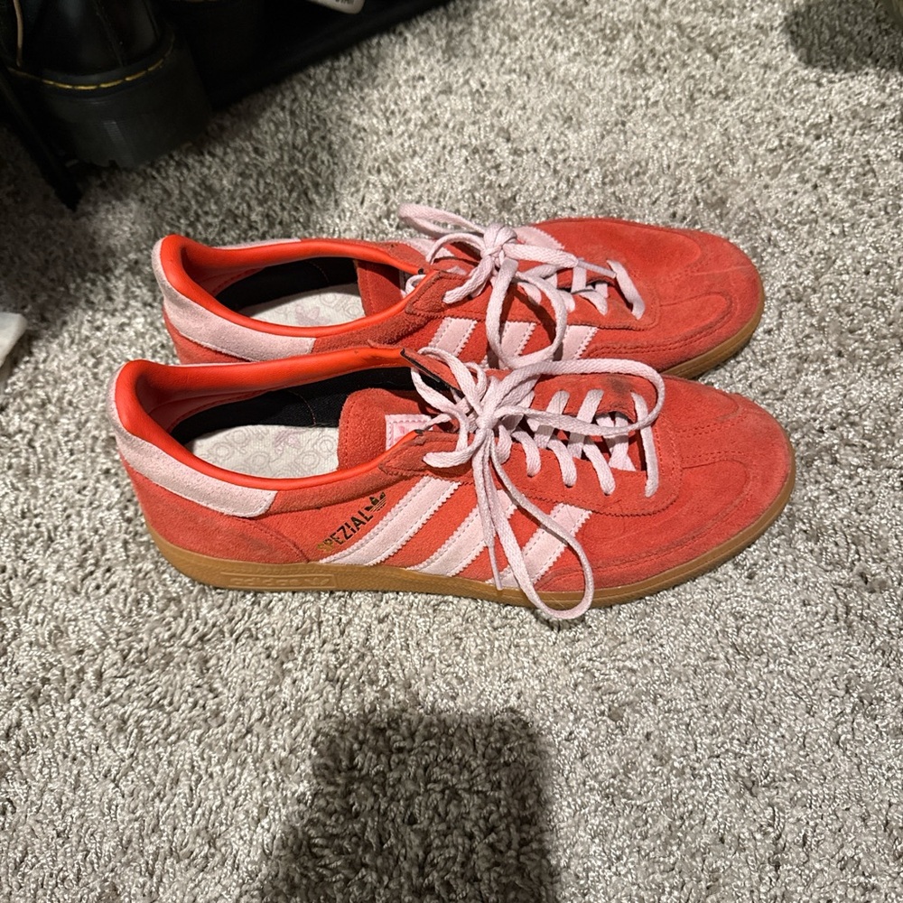 Adidas Women's Red and White Sneakers
